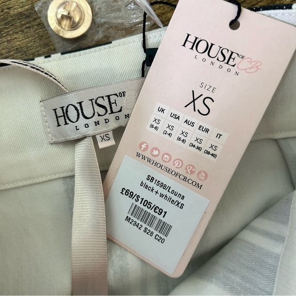 House of CB Louna Striped Asymmetrical Skirt in Black & White sz XS - Picture 4 of 4